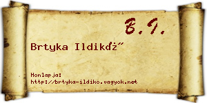 Brtyka Ildikó névjegykártya